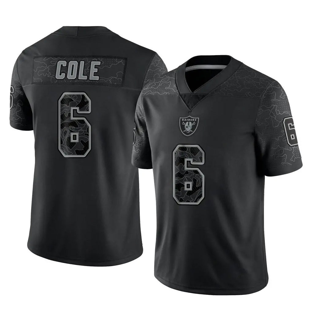 LV.Raiders #6 A.J. Cole Player Black Reflective Limited Game BALCE Stitched Jerseys