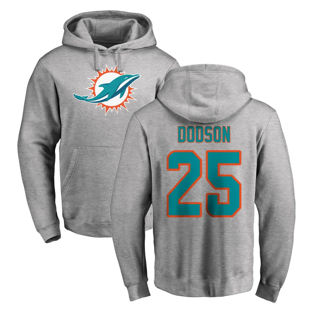 M.Dolphins #25 Tyrel Dodson Player Gray LOGO Pullover Hoodies Limited BALCE Stitched Jerseys