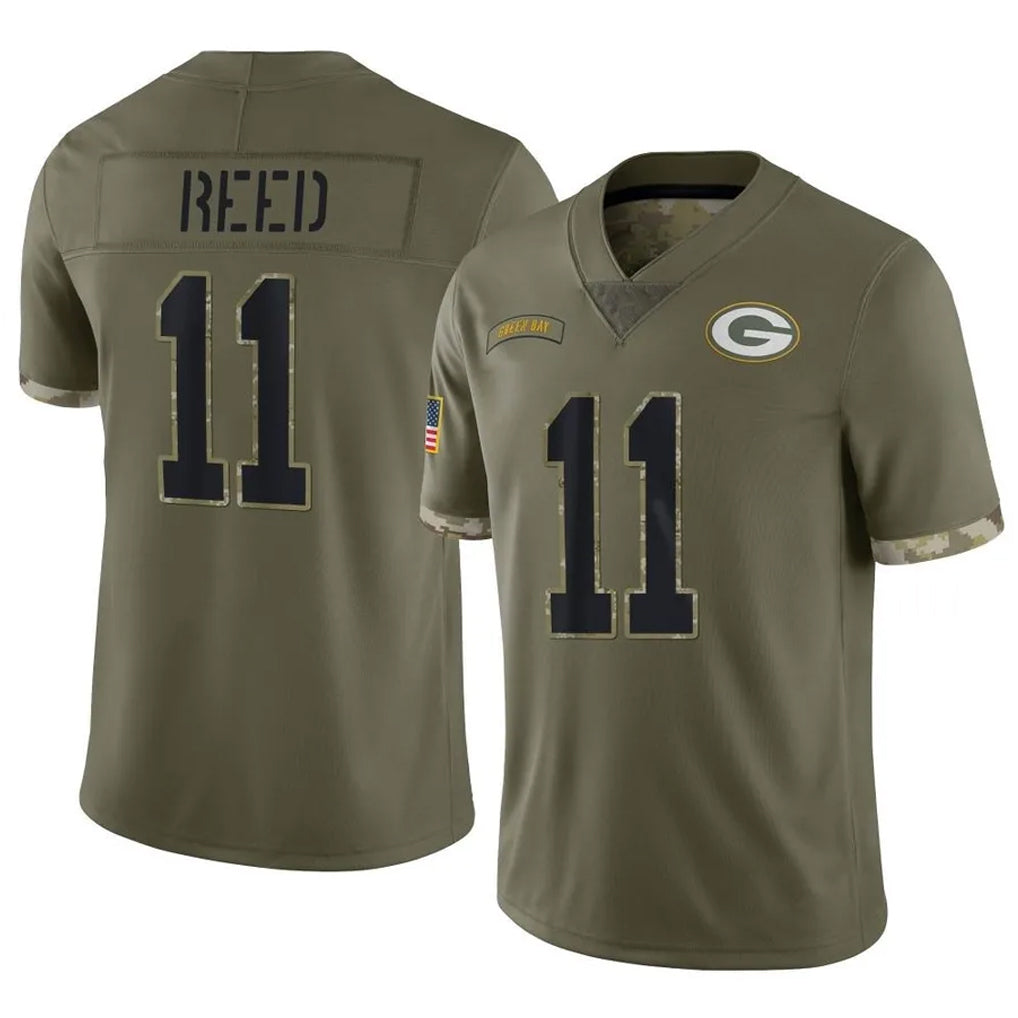 GB.Packers #11 Jayden Reed Player Olive Salute To Service Limited BALCE Stitched Jerseys