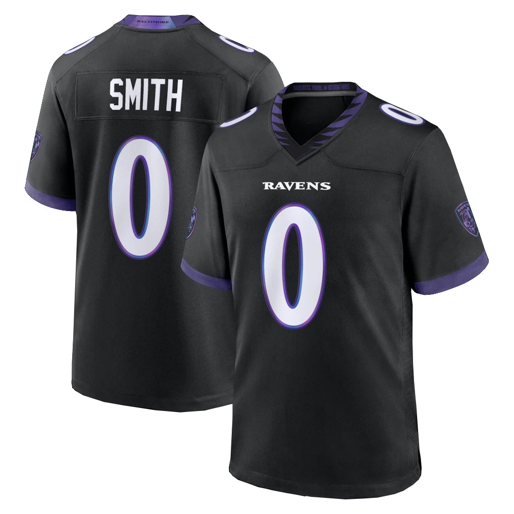 B.Ravens #0 Roquan Smith Player Black Home Game BALCE Stitched Jerseys