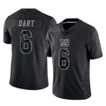 NY.Giants #6 Jaxson Dart Player Black Limited Reflective Home Game BALCE Stitched Jerseys