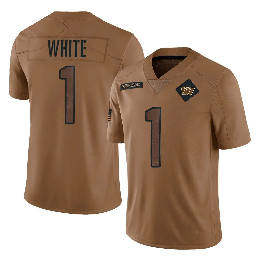 W.Commanders #1 Rachaad White Player Brown Limited Salute To Service Home Game BALCE Stitched Jerseys