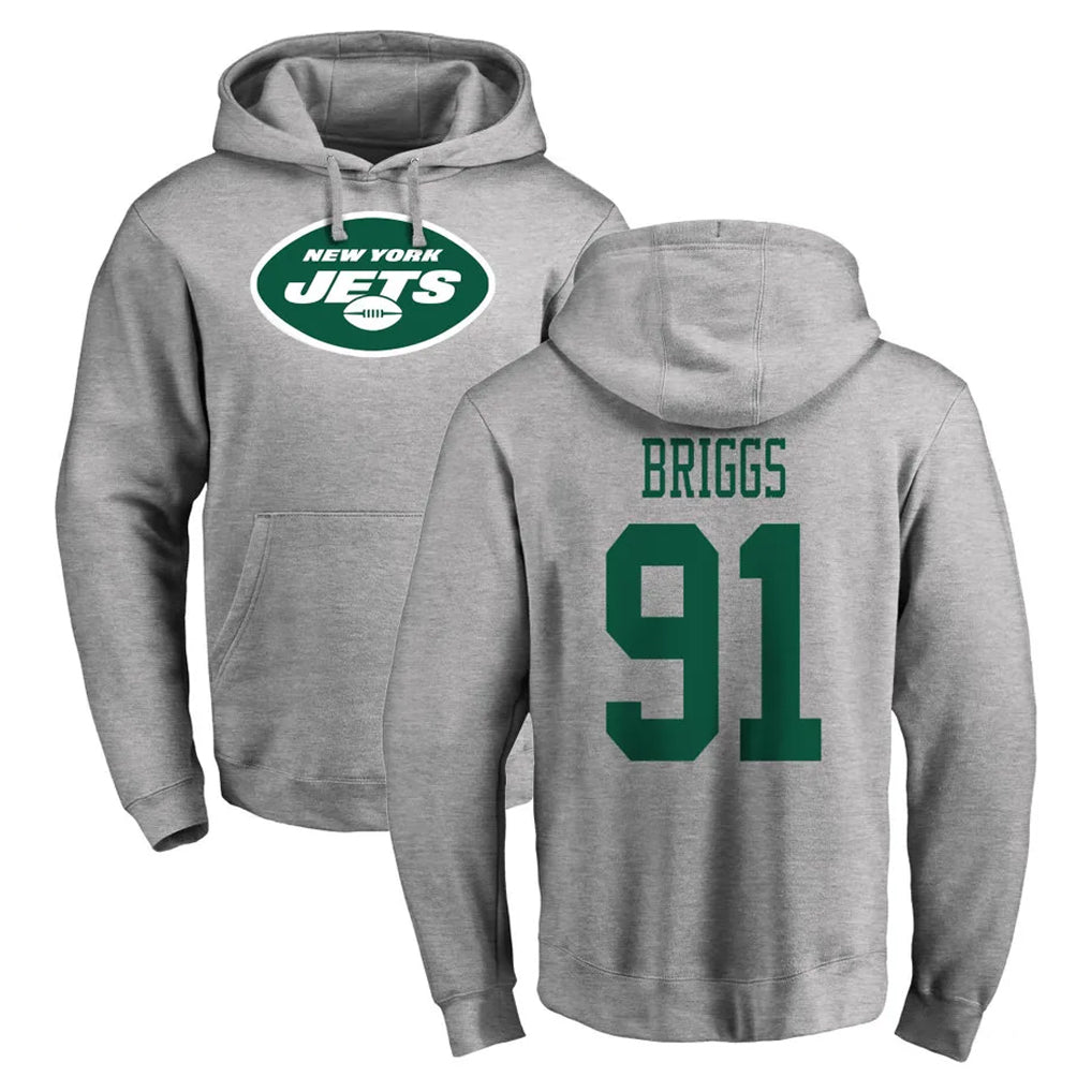 NY.Jets #91 Jowon Briggs Player Gray LOGO Pullover Hoodies Limited Game BALCE Stitched Jerseys