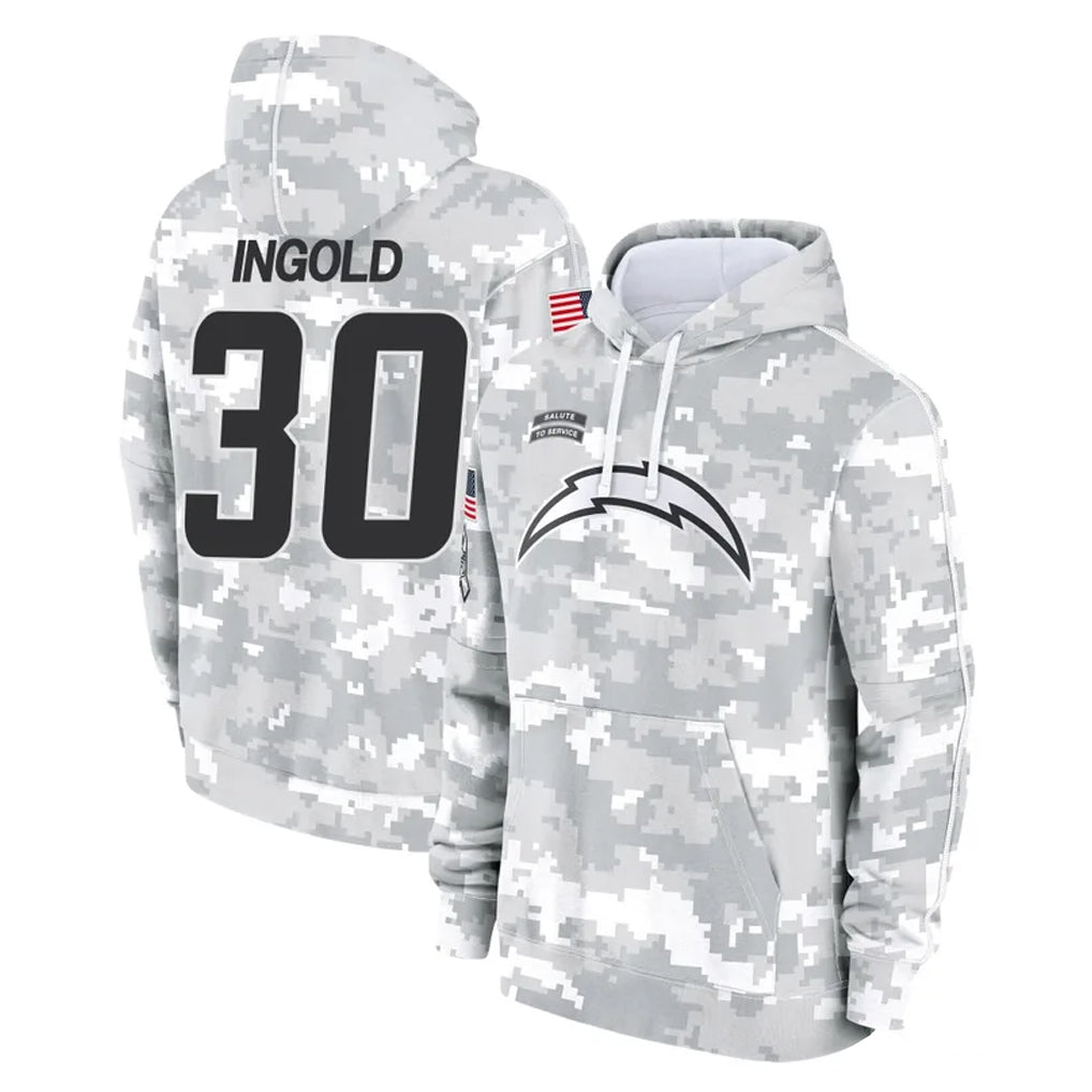 LA.Chargers #30 Alec Ingold Player Arctic Camo Salute to Service Hoodies Limited Game BALCE Stitched Jerseys