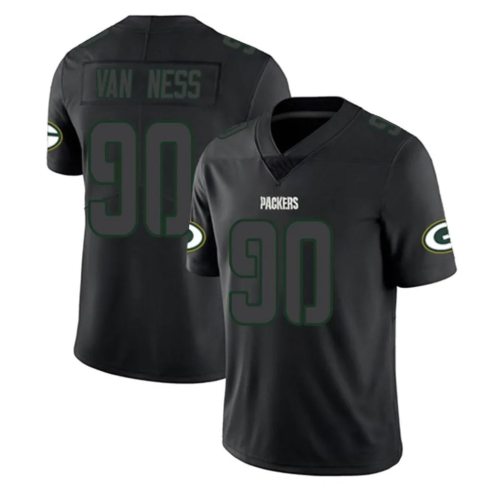 GB.Packers #90 Lukas Van Ness Player Black Impact Limited Home Game BALCE Stitched Jerseys
