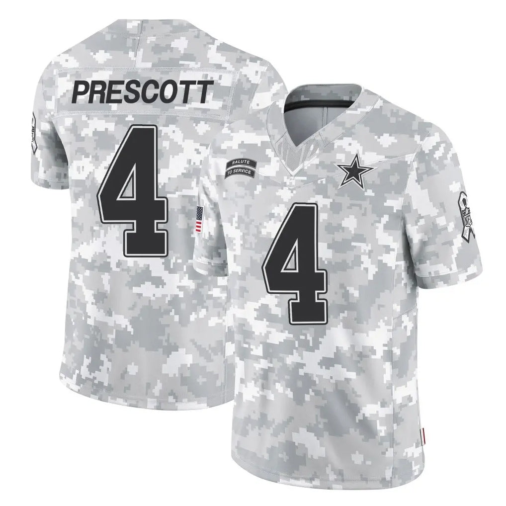 D.Cowboys #4 Dak Prescott Player Arctic Camo Salute to Service Limited Home Game BALCE Stitched Jerseys