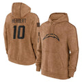 LA.Chargers #10 Justin Herbert Player Brown Salute to Service Hoodies Limited Game BALCE Stitched Jerseys
