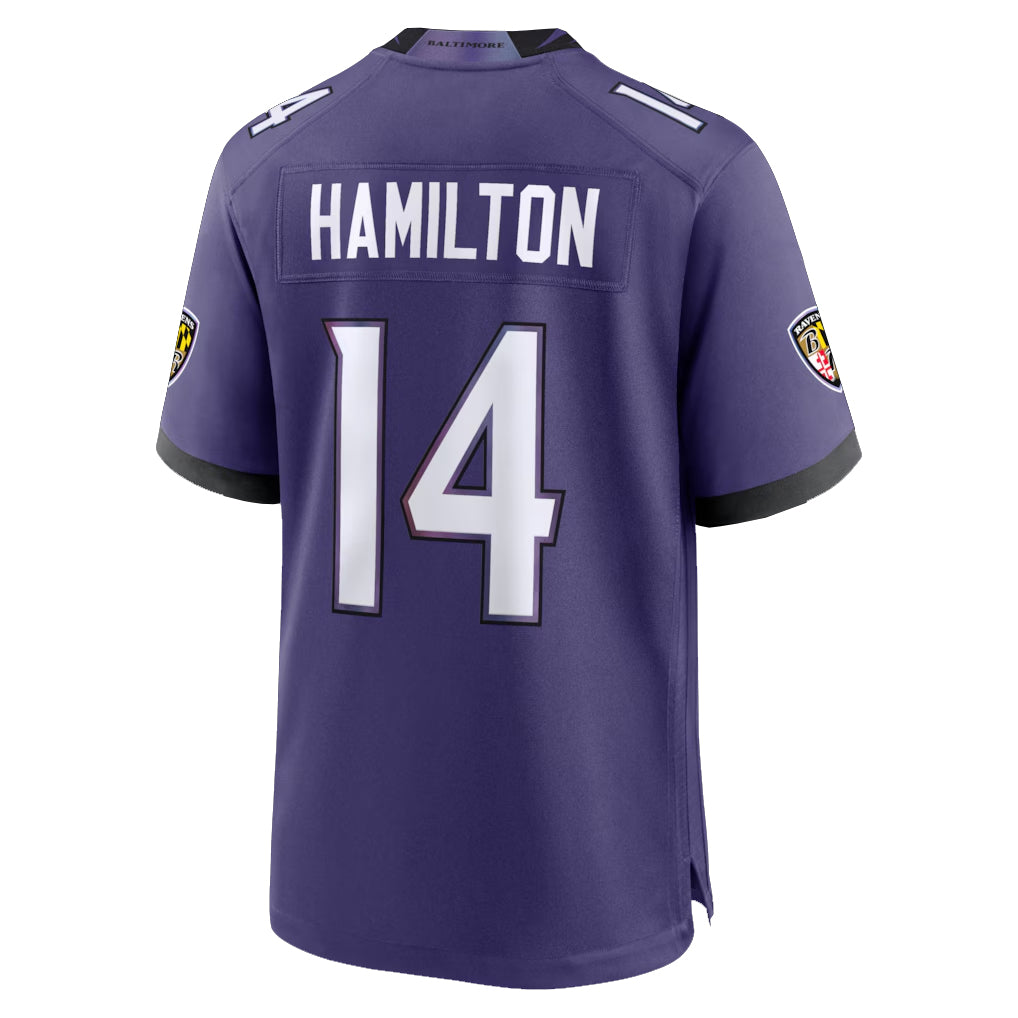 B.Ravens #14 Kyle Hamilton Player Purple Home Game BALCE Stitched Jerseys