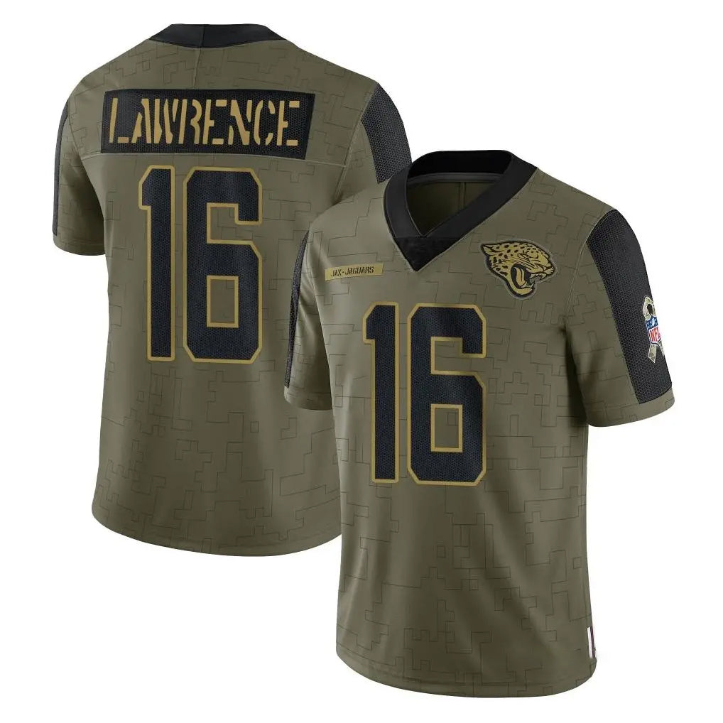 J.Jaguars #16 Trevor Lawrence Player Olive Salute To Service Limited Game BALCE Stitched Jerseys