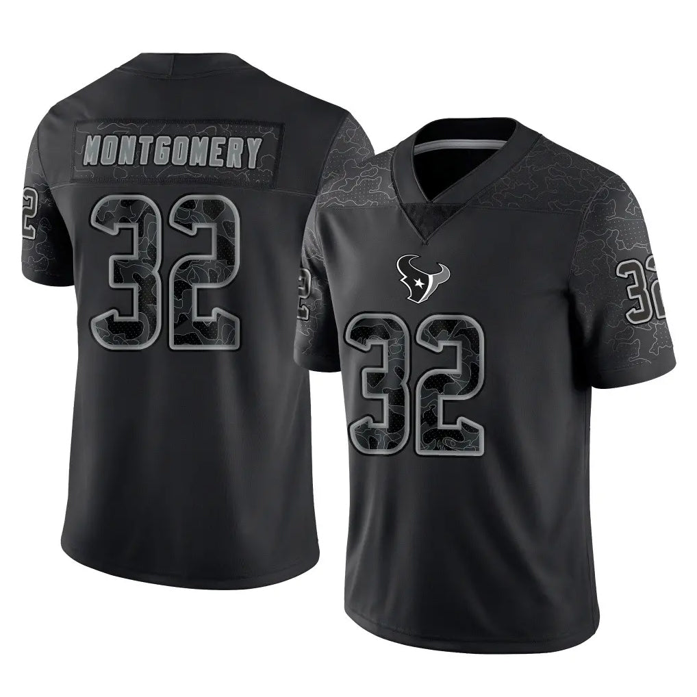 H.Texans #32 David Montgomery Player Black Reflective Limited Game BALCE Stitched Jerseys