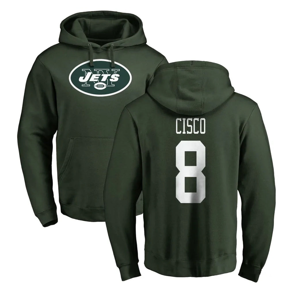 NY.Jets #8 Andre Cisco Player Green LOGO Pullover Hoodies Limited Game BALCE Stitched Jerseys