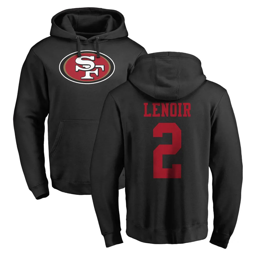 SF.49ers #2 Deommodore Lenoir Player Black LOGO Pullover Hoodies Home Game BALCE Stitched Jerseys