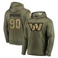 W.Commanders #90 Charles Omenihu Player Olive Salute to Service Pullover Hoodie Limited Home Game BALCE Stitched Jerseys