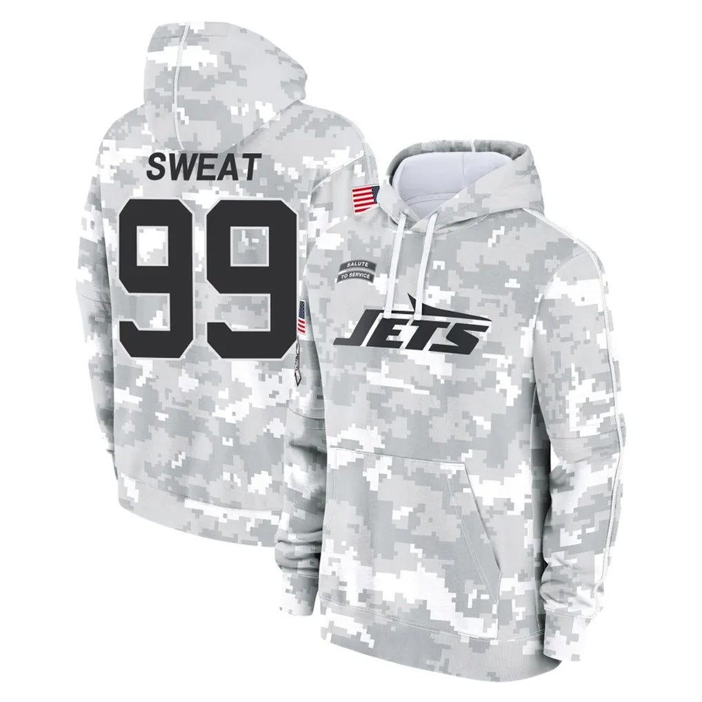 NY.Jets #99 T'Vondre Sweat Player Arctic Camo Salute to Service Pullover Hoodies Limited Game BALCE Stitched Jerseys