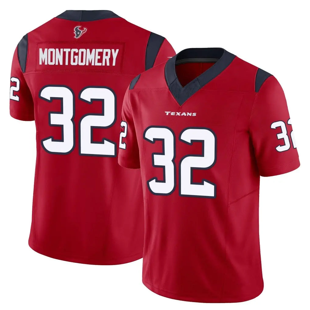 H.Texans #32 David Montgomery Player Red Limited Vapor F.U.S.E. Home Game BALCE Stitched Jerseys