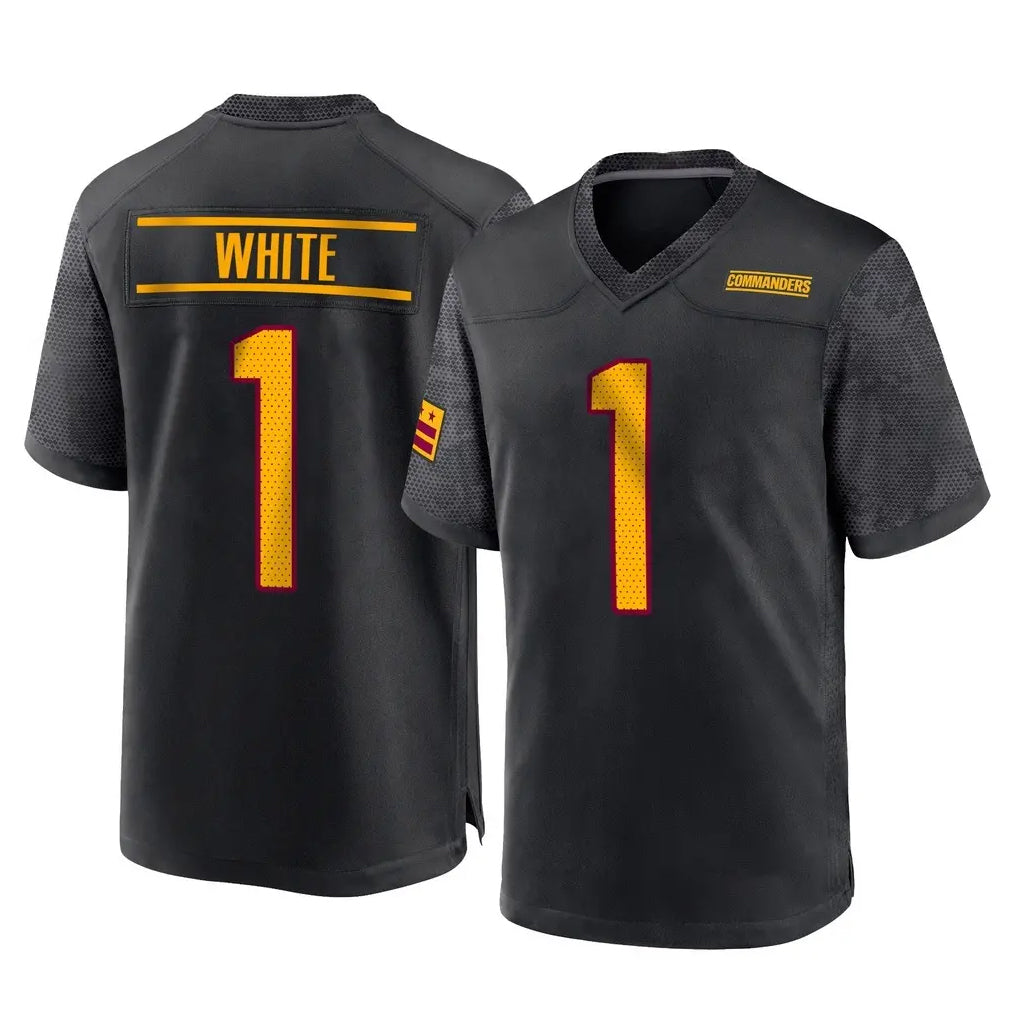 W.Commanders #1 Rachaad White Player Black Home Game BALCE Stitched Jerseys