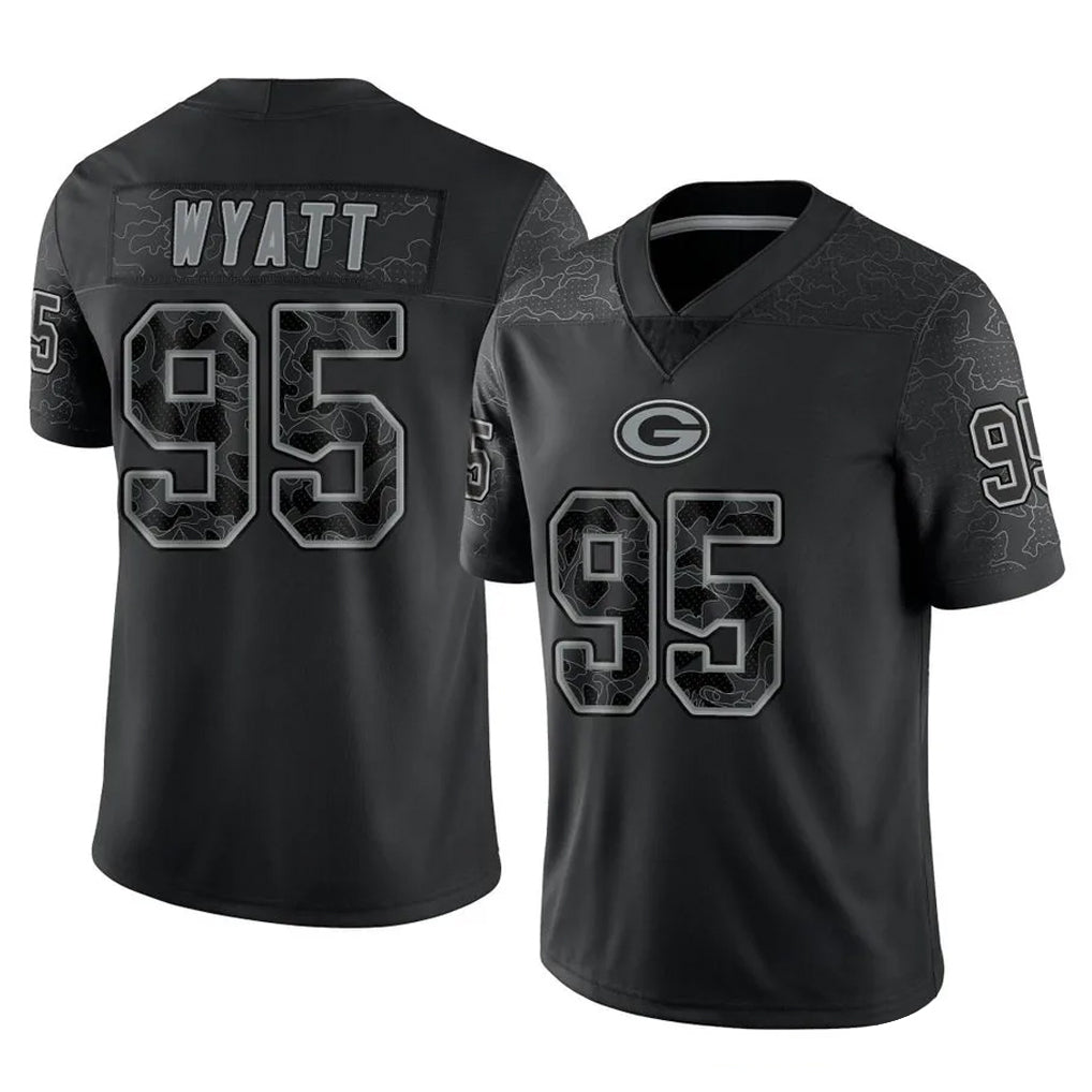 GB.Packers #95 Devonte Wyatt Player Black Reflective Limited Home Game BALCE Stitched Jerseys