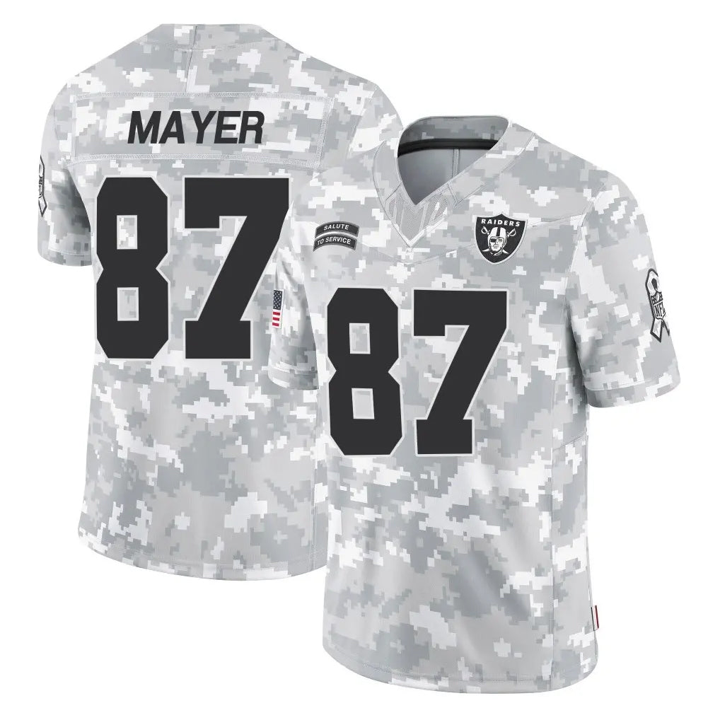 LV.Raiders #87 Michael Mayer Player Arctic Camo Salute To Service Limited Game BALCE Stitched Jerseys