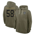 LV.Raiders #58 Jackson Powers-Johnson Player Olive Salute to Service Pullover Hoodies Limited BALCE Stitched Jerseys