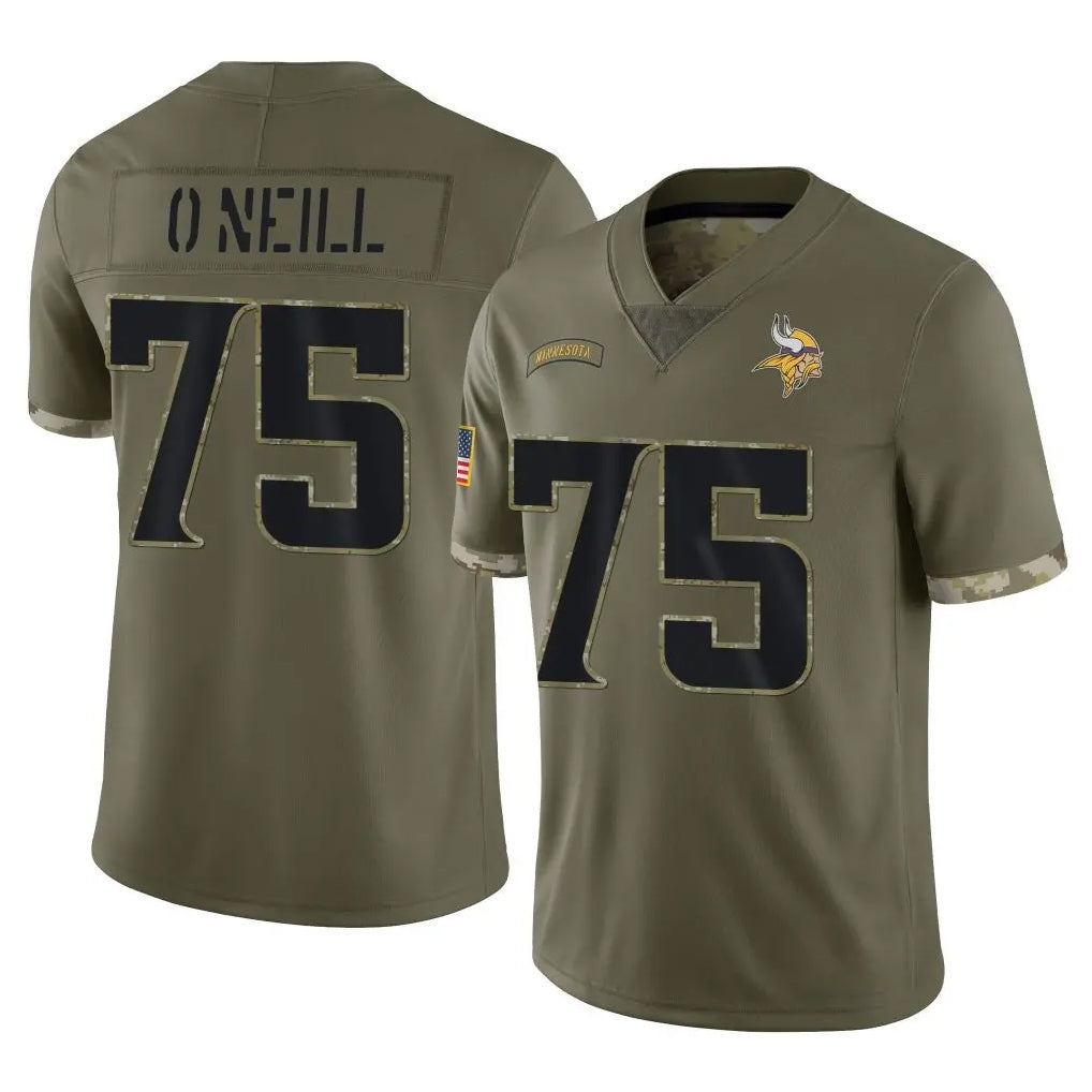 M.Vikings #75 Brian O'Neill Player Olive Salute To Service Limited BALCE Stitched Jerseys