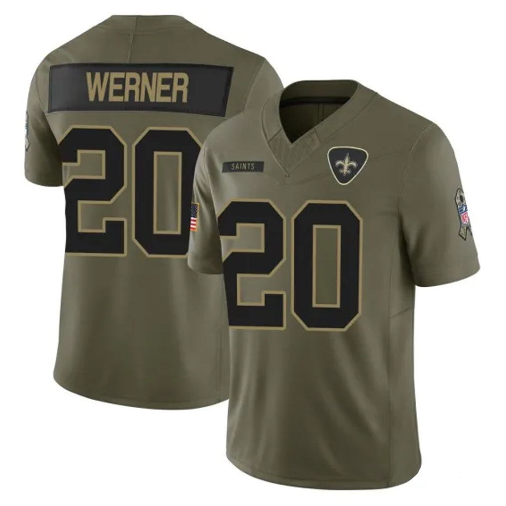 NO.Saints #20 Pete Werner Player Olive 2025 Salute To Service Limited BALCE Stitched Jerseys