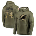M.Dolphins #74 Kadyn Proctor Player Olive Salute to Service Pullover Hoodies Home Game BALCE Stitched Jerseys