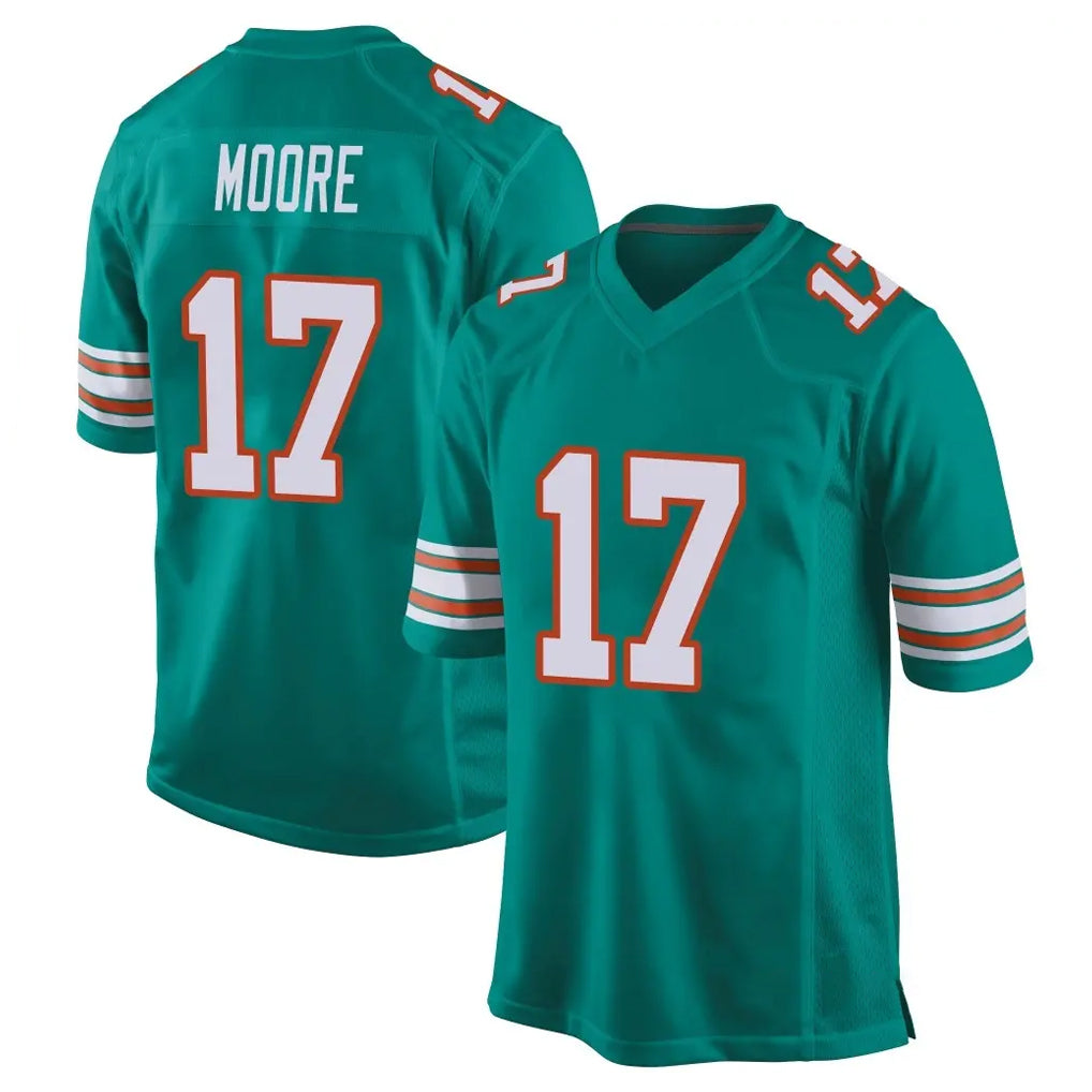 M.Dolphins #17 Trey Moore Player Aqua Alternate Home Game BALCE Stitched Jerseys
