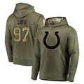 IN.Colts #97 Laiatu Latu Player Olive Salute to Service Pullover Hoodies Home Game BALCE Stitched Jerseys