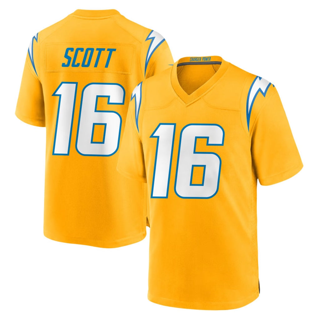 LA.Chargers #16 J.K. Scott Player Gold Home Game BALCE Stitched Jerseys