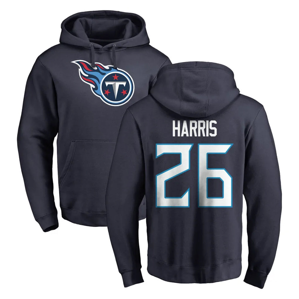 T.Titans #26 Marcus Harris Player Navy Logo Pullover Hoodies Home Game BALCE Stitched Jerseys