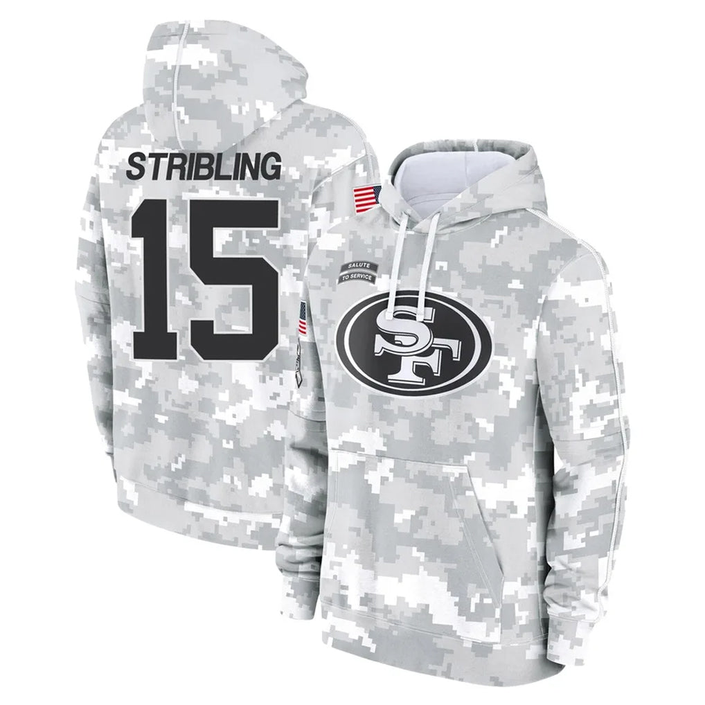 SF.49ers #15 De'Zhaun Stribling Player Arctic Camo Limited Salute to Service Pullover Hoodies Game BALCE Stitched Jerseys