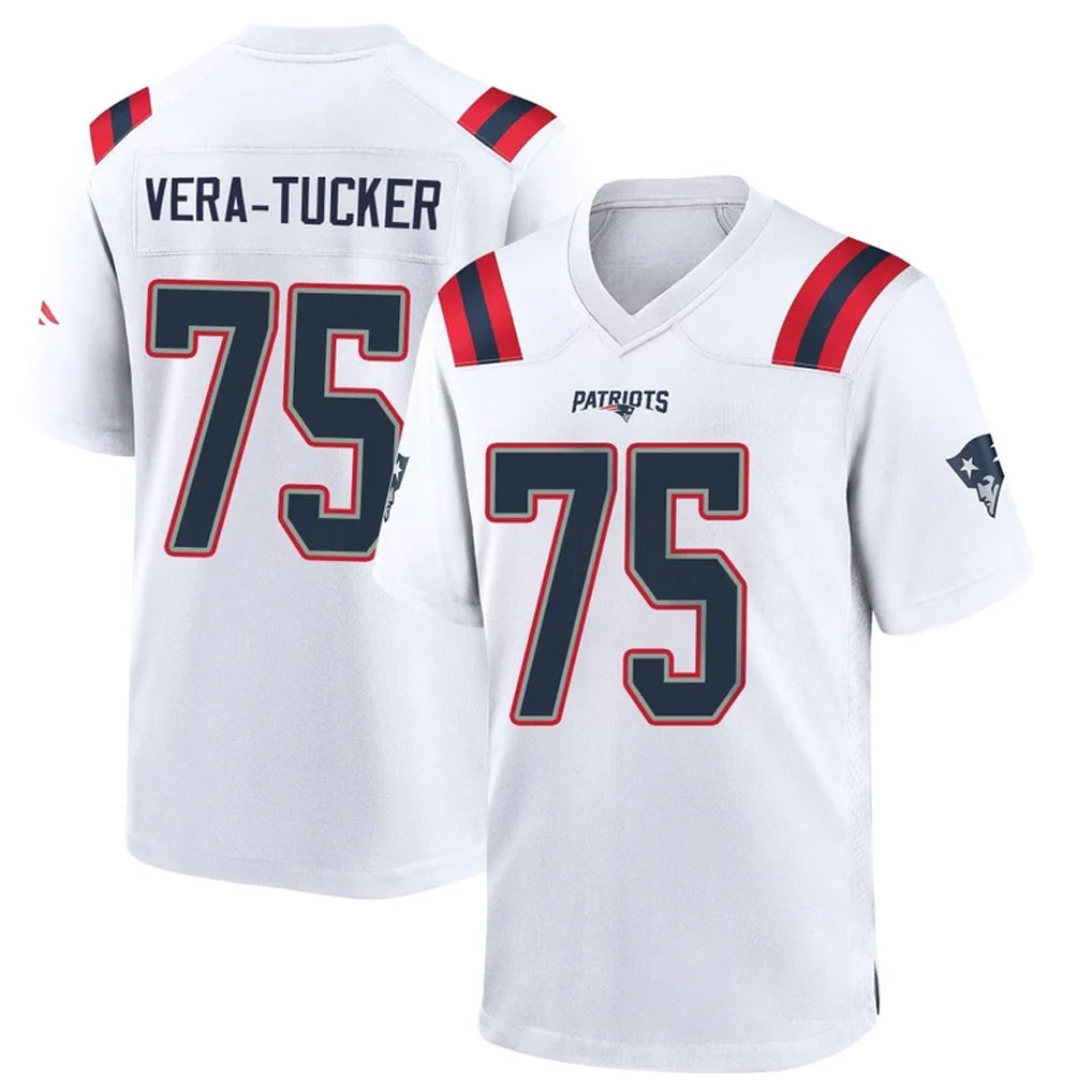 NE.Patriots #75 Alijah Vera-Tucker Player White Home Game BALCE Stitched Jerseys