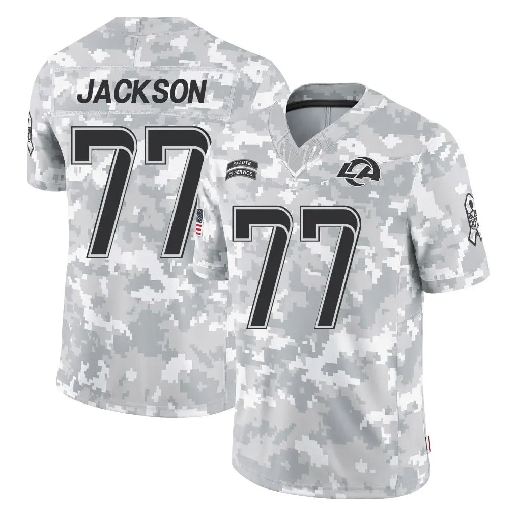 LA.Rams #77 Alaric Jackson Player Arctic Camo Salute To Service Limited Game BALCE Stitched Jerseys