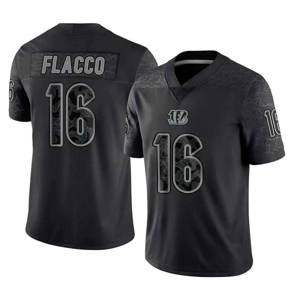 C.Bengals #16 Joe Flacco Player Black Reflective Limited Game BALCE Stitched Jerseys