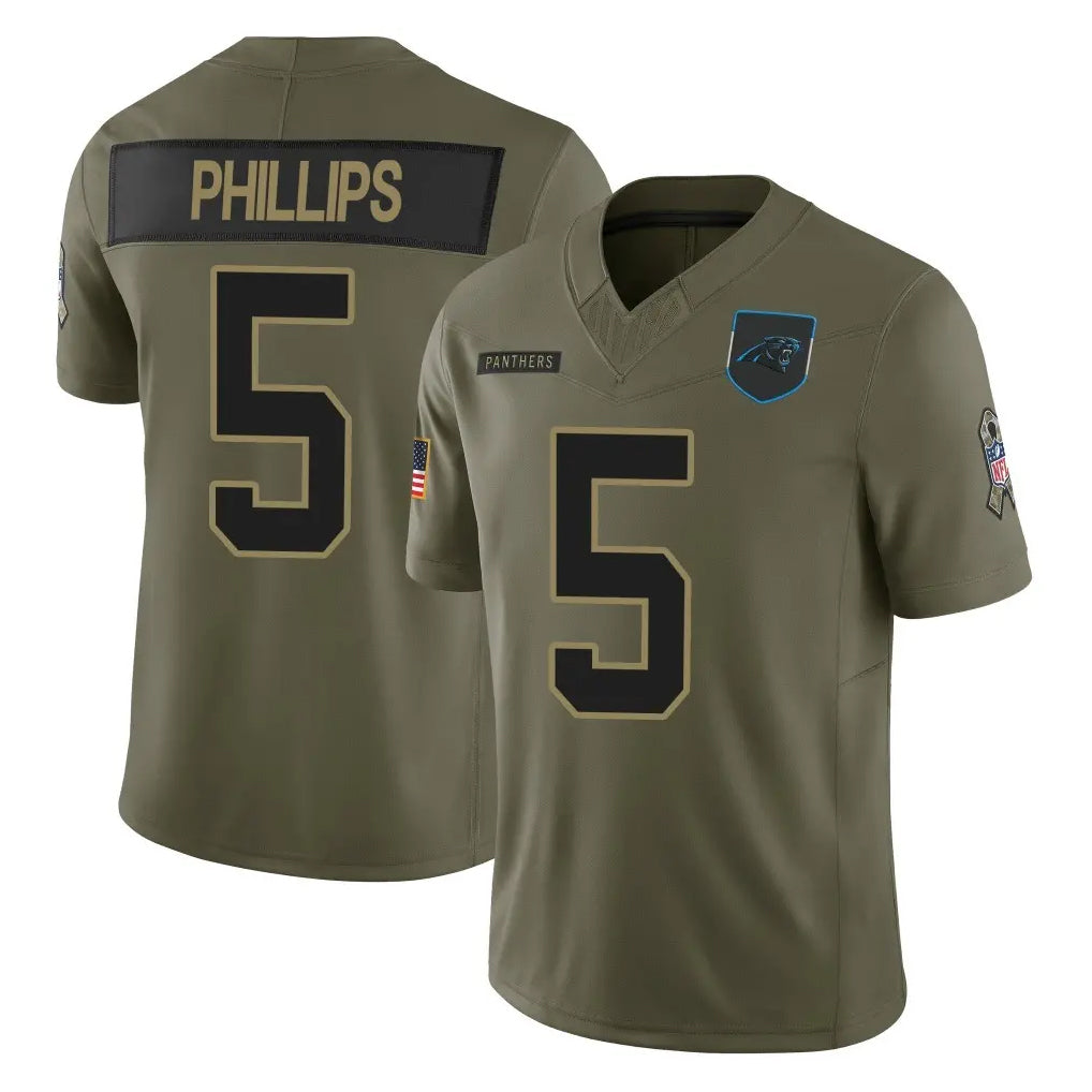 C.Panthers #5 Jaelan Phillips Player Olive Salute to Service Limited Home Game BALCE Stitched Jerseys