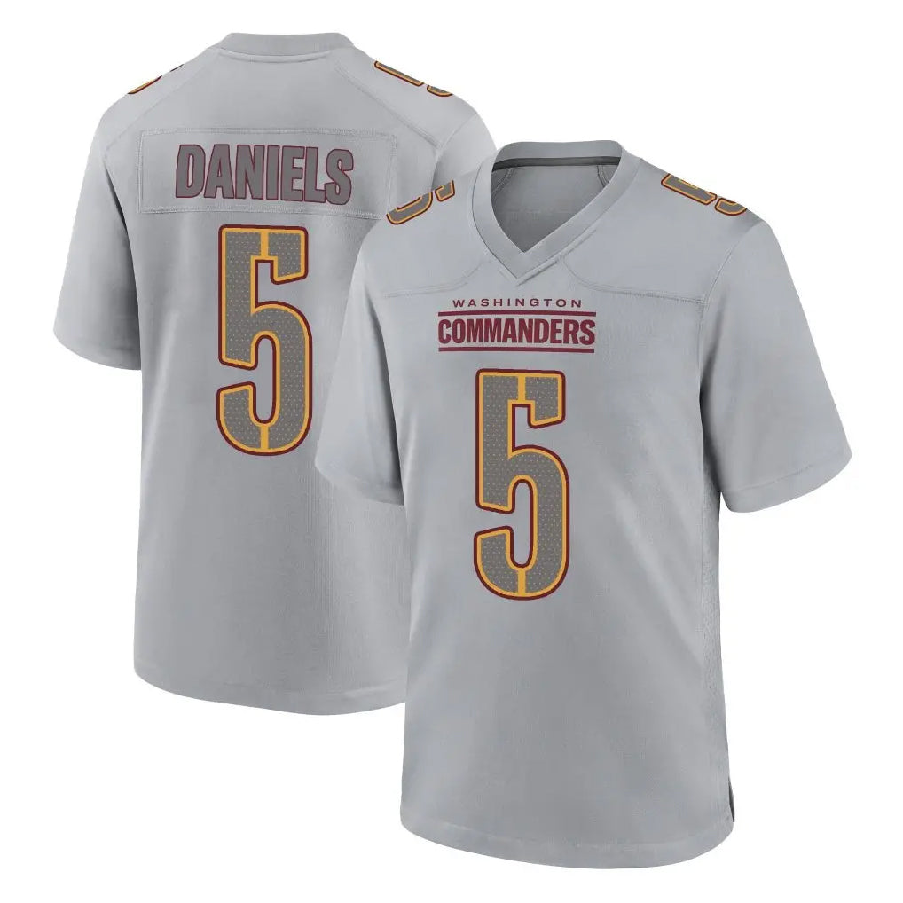 W.Commanders #5 Jayden Daniels Player Gray Atmosphere Fashion Home Game BALCE Stitched Jerseys