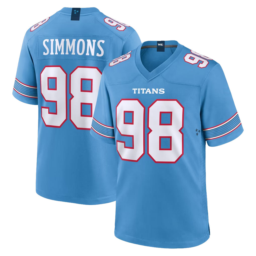 T.Titans #98 Jeffery Simmons Player Light Blue 2026 Game Home BALCE Stitched Jerseys