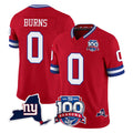NY.Giants #0 Brian Burns Player Red 100th Season & State Patch Vapor Limited Home Game BALCE Stitched Jerseys