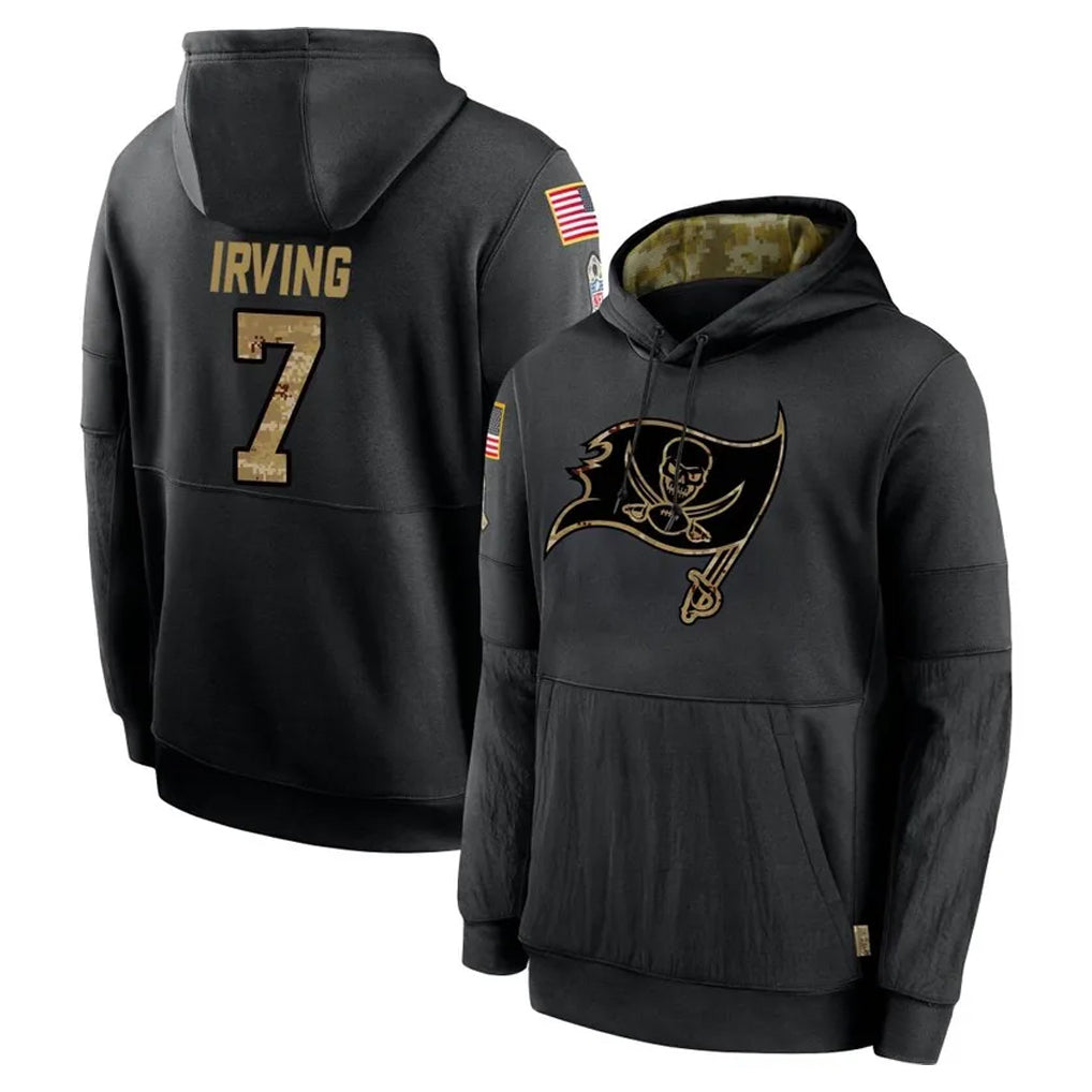 TB.Buccaneers #7 Bucky Irving Player Black Salute to Service Sideline Performance Pullover Hoodies Home Game BALCE Stitched Jerseys
