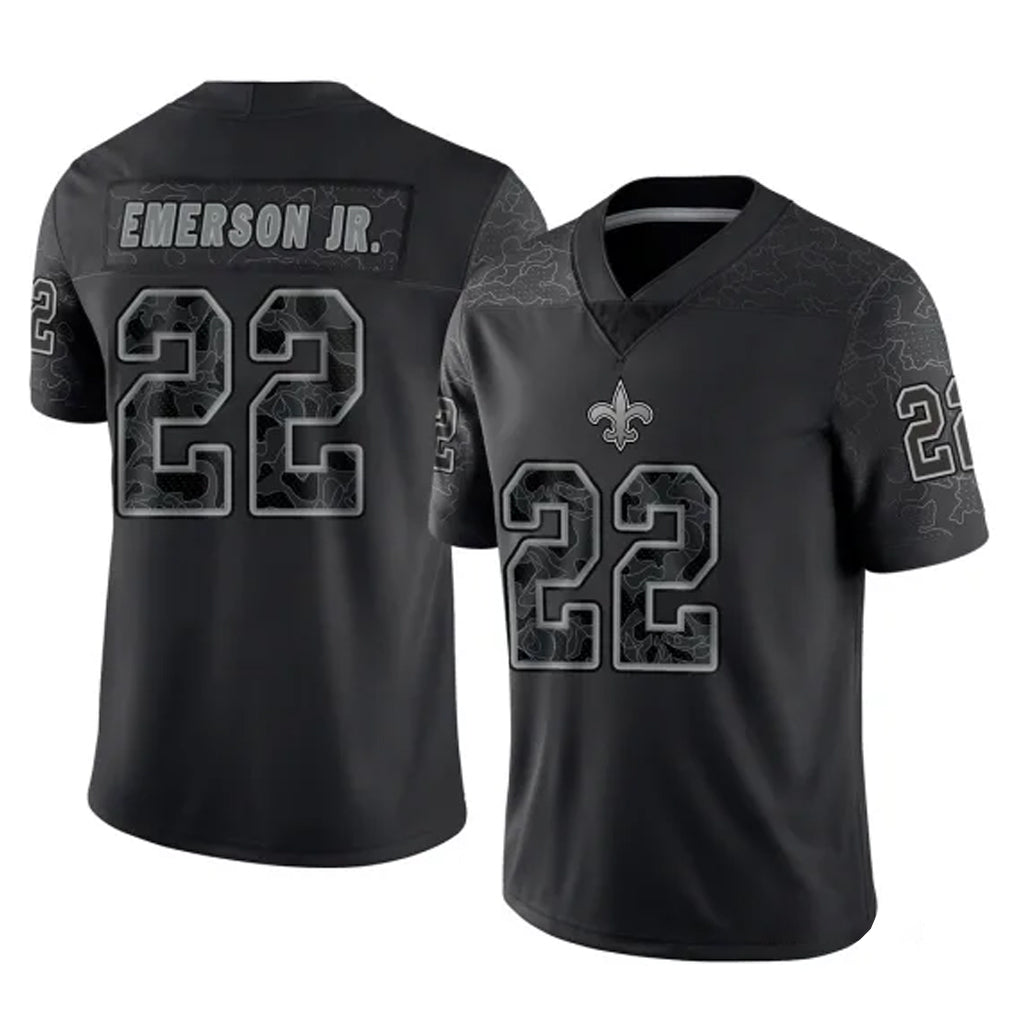 NO.Saints #22 Martin Emerson Jr. Player Black Limited Reflective Home Game BALCE Stitched Jerseys