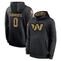 W.Commanders #0 Mike Sainristil Player Black Salute to Service Performance Pullover Hoodies Home Game BALCE Stitched Jerseys