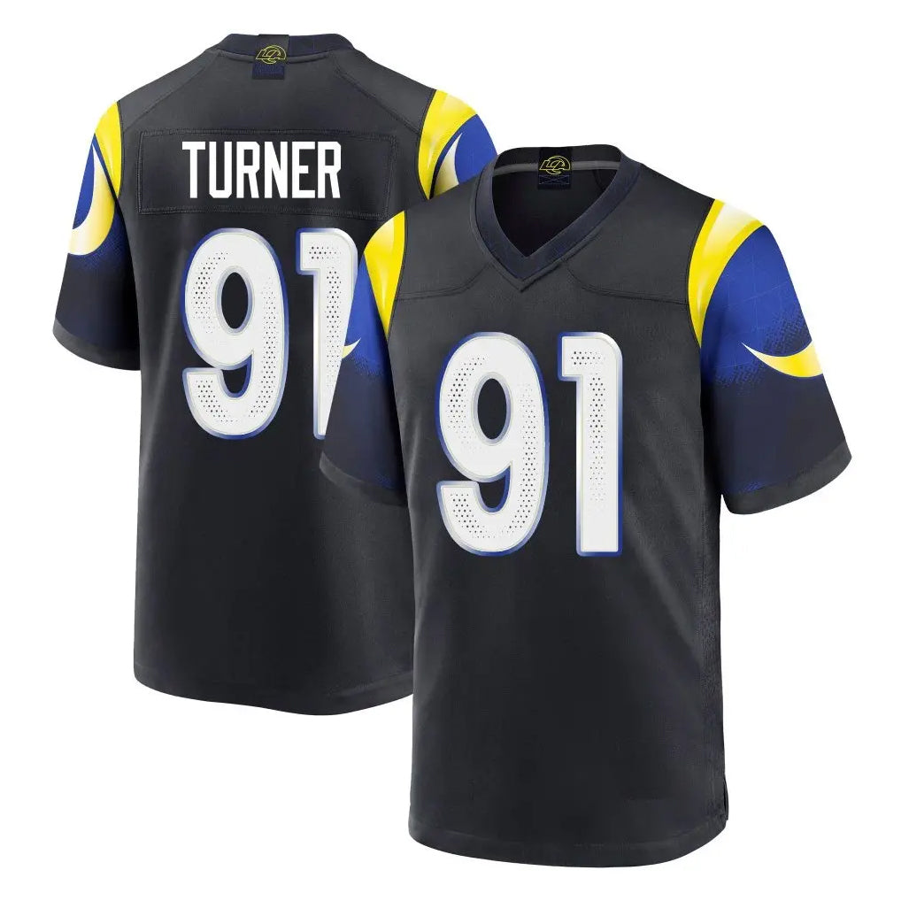 LA.Rams #91 Kobie Turner Player Black Midnight Rivalries Collection Home Game BALCE Stitched Jerseys