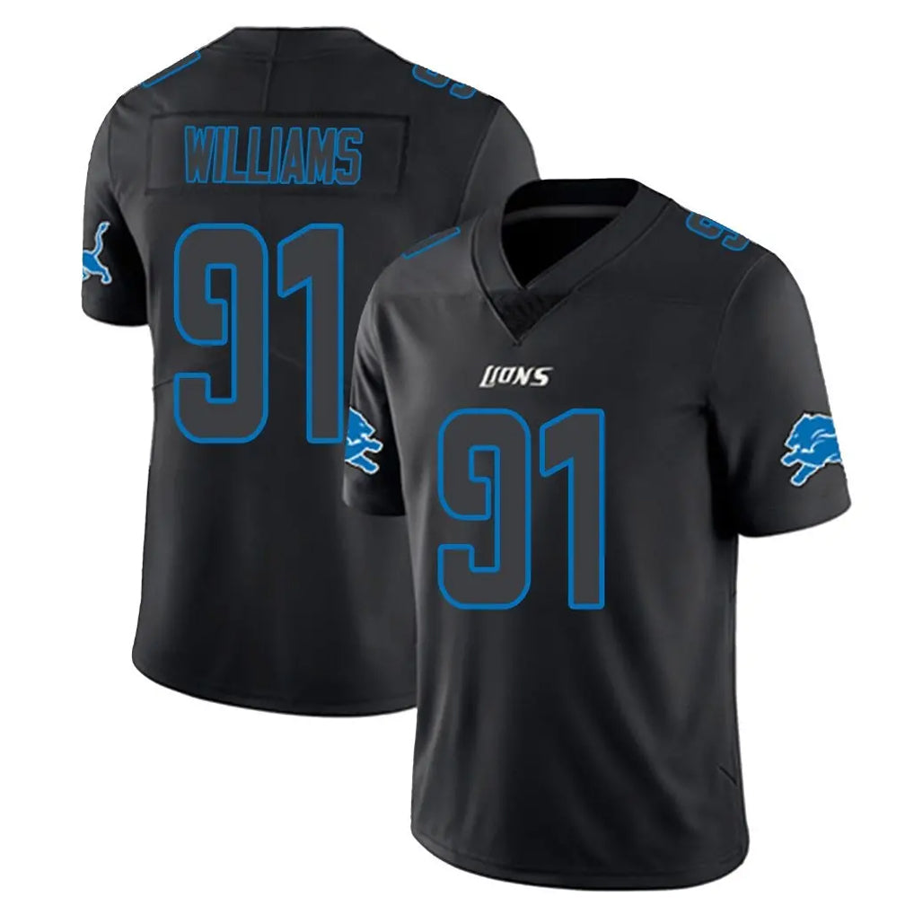 D.Lions #91 Tyleik Williams Player Black Impact Limited Home Game BALCE Stitched Jerseys