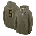 A.Falcons #5 Drake London Player Olive 2025 Salute to Service Hoodies BALCE Stitched Jerseys