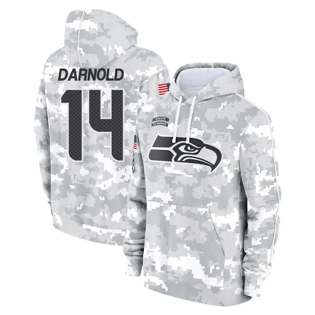 S.Seahawks #14 Sam Darnold Player Arctic Camo Limited Salute to Service Pullover Hoodies Game BALCE Stitched Jerseys