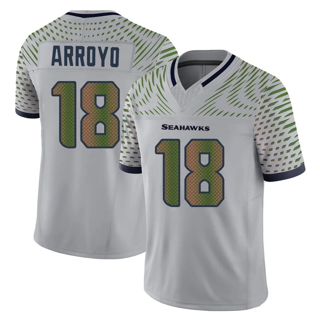 S.Seahawks #18 Elijah Arroyo Player Grey Limited 2025 Rivalries Collection Home Game BALCE Stitched Jerseys