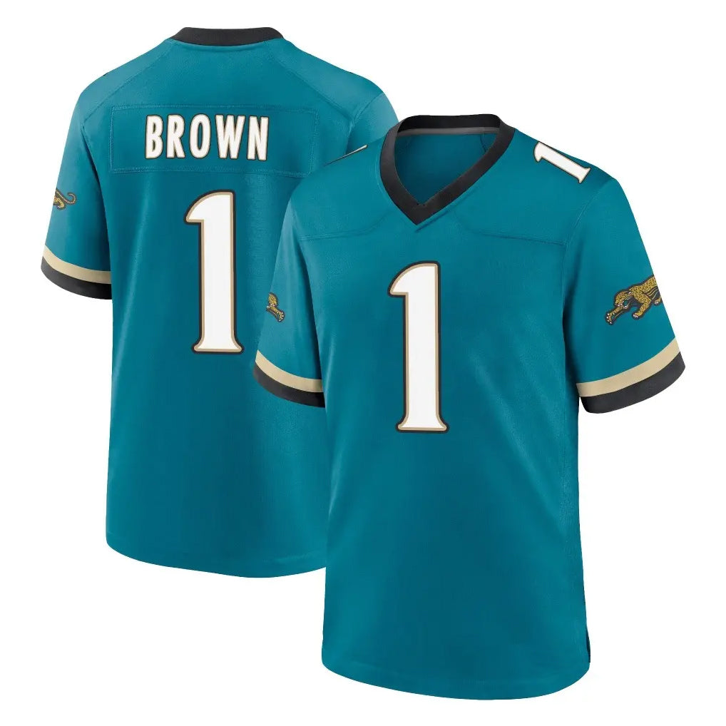 J.Jaguars #1 Montaric Brown Player Teal Prowler Throwback Limited Home Game BALCE Stitched Jerseys