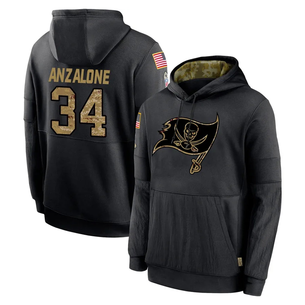 TB.Buccaneers #34 Alex Anzalone Player Black Salute to Service Sideline Performance Pullover Hoodies Home Game BALCE Stitched Jerseys