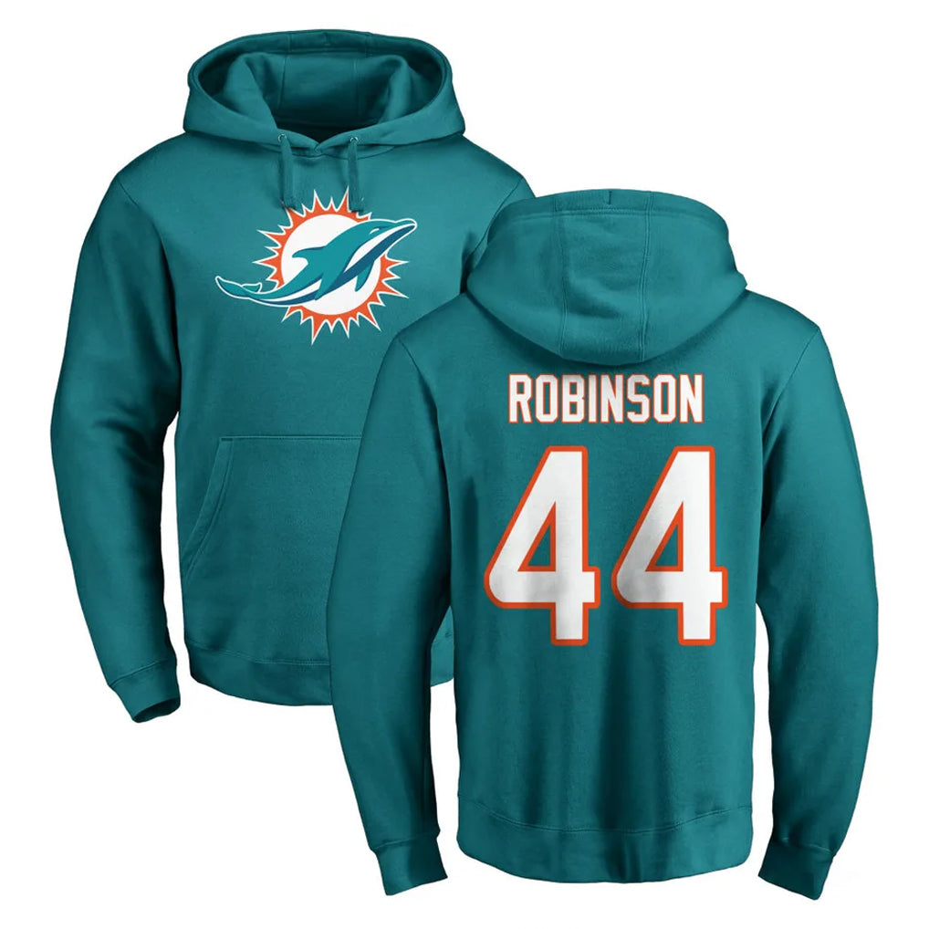 M.Dolphins #44 Chop Robinson Player Aqua LOGO Pullover Hoodies Limited BALCE Stitched Jerseys