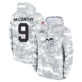 M.Vikings #9 J.J. McCarthy Player Arctic Camo Salute to Service Pullover Hoodies Limited Game BALCE Stitched Jerseys